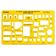 Molde Arquitetônico Traceease, Estêncil Plástico Profissional com Símbolos de Móveis e Recortes Padronizados, 24,1 cm x 15,2 cm - Inkdotpot Amarelo