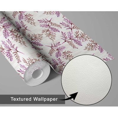 Papel de Parede Autoadesivo com Estampa de Samambaia Botânica Rosa, Vinil Removível DIY para Parede de Entrada, Decoração - S4sassy 63,5 cm (L) × 609,6 cm (C) / Rosa - Vinil Texturizado