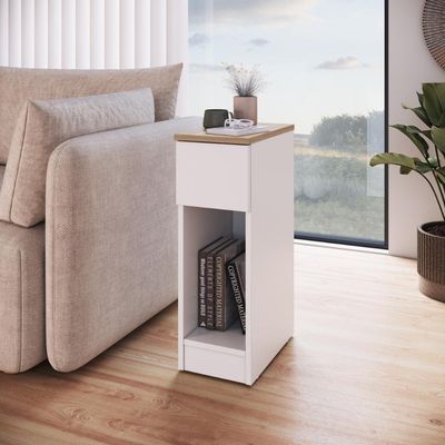 Mesa Lateral Ou Cabeceira Com 1 Nicho E 1 Gaveta Linea Branco Montana