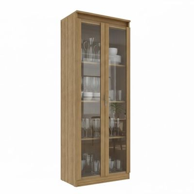 Cristaleira Vertical 2 Portas de Vidro 3 Prateleiras 160,5cmx60cm CR6004 Amendoa