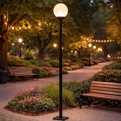 Poste para Praça Jardim Iluminação Externa 2m Alumínio Preto Global Dital sem Globo