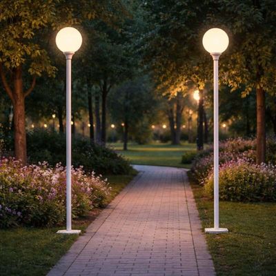 Kit 2 Postes Luminária para Jardim Alumínio 1,89m Iluminação Externa Global Dital Branco sem Globo