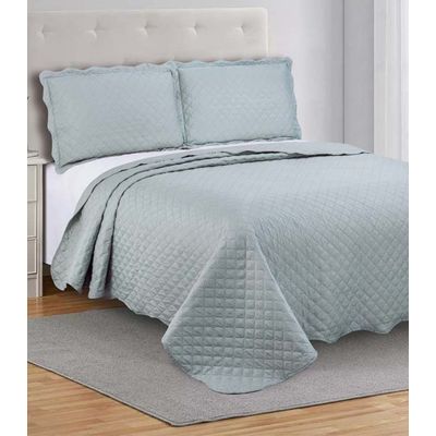 Colcha Grid Queen Camesa Cinza UN / Cinza