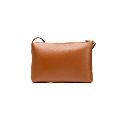 Bolsa Transversal Feminina de Couro Zig Zag Matelasse Pequena Caramelo M / Caramelo