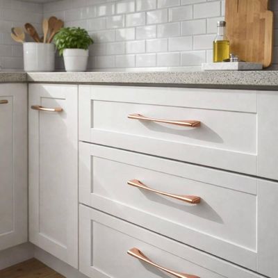 Kit 10 Puxadores Alça 192mm Zamac Rose Gold Luce para Móveis Cozinha Banheiro Quarto