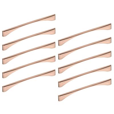 Kit 10 Puxadores Alça 192mm Zamac Rose Gold Luce para Móveis Cozinha Banheiro Quarto
