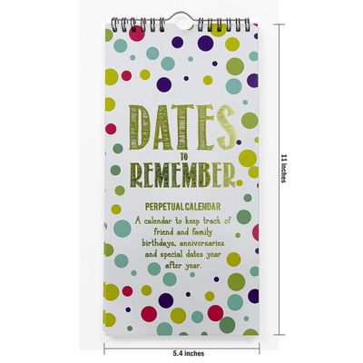 Calendário Perpétuo de Poás para Parede, Lembrete de Aniversário e Eventos, Impressão em Folha Dourada, Planner Organizador - Inkdotpot 27,94 Cm × 13,72 Cm / Multicolorido