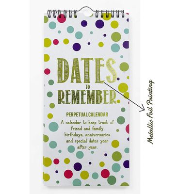 Calendário Perpétuo de Poás para Parede, Lembrete de Aniversário e Eventos, Impressão em Folha Dourada, Planner Organizador - Inkdotpot 27,94 Cm × 13,72 Cm / Multicolorido