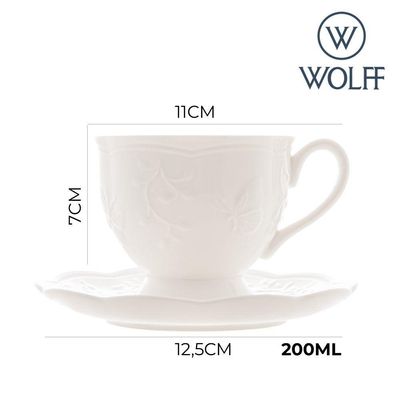 Jogo 10 Xícara De Chá De Porcelana Branca New Bone Butterfly Flower Lyor 200ml