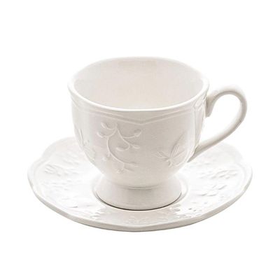 Jogo 10 Xícara De Chá De Porcelana Branca New Bone Butterfly Flower Lyor 200ml