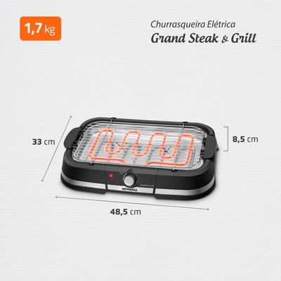 Churrasqueira Elétrica Mondial CH-08-BI 2000W Preto 127V