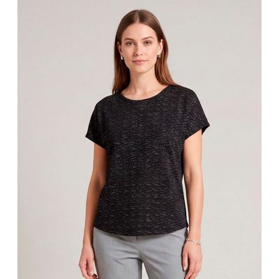 Blusa Feminina Básica Manga Curta Infinita Cor Preto M / Preto