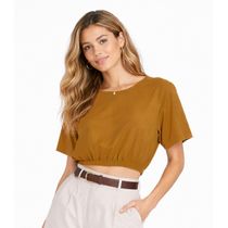 Blusa Feminina Elástico Na Cintura Infinita Cor Marrom