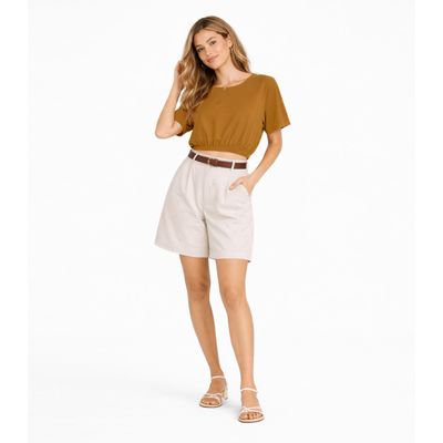 Blusa Feminina Elástico Na Cintura Infinita Cor Marrom GG / Marrom