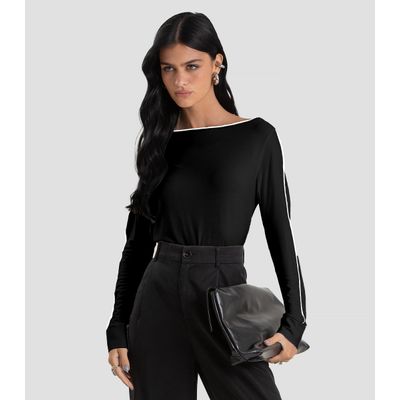 Blusa Feminina em Viscose Creponada Dianna Preto G / Preto