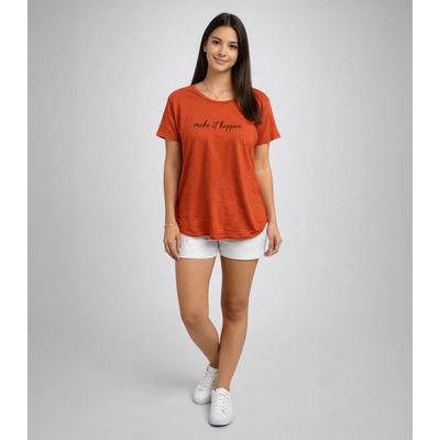 Blusa Feminina Estampa E Costa Maior Infinita Cor Laranja GG / Laranja