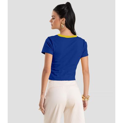 Blusa Feminina em Cotton Leve Brasil Dianna Azul GG / Azul