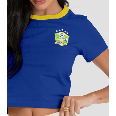 Blusa Feminina em Cotton Leve Brasil Dianna Azul GG / Azul