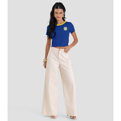 Blusa Feminina em Cotton Leve Brasil Dianna Azul GG / Azul