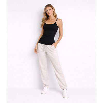 Blusa De Alça Feminina Lisa Em Poliamida Aishty Preto G / Preto