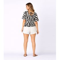 Blusa Feminina em Ribana Canelada Infinita Cor Preto