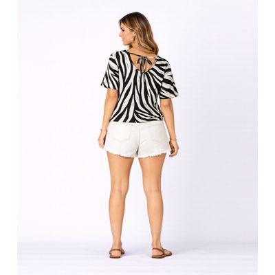 Blusa Feminina em Ribana Canelada Infinita Cor Preto M / Preto
