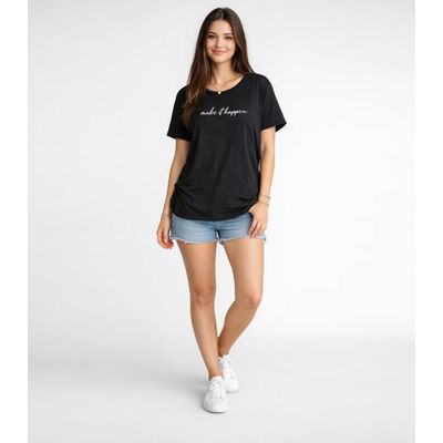 Blusa Feminina Estampa E Costa Maior Infinita Cor Preto M / Preto