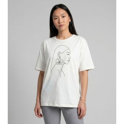 Blusa Feminina Com Estampa Localizada Infinita Cor Bege GG / Bege