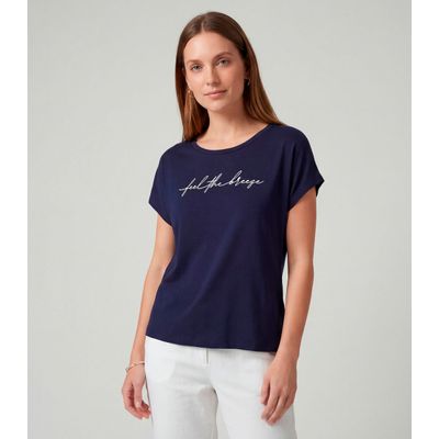 Blusa Feminina em Visco Tricot Infinita Cor Azul P / Azul