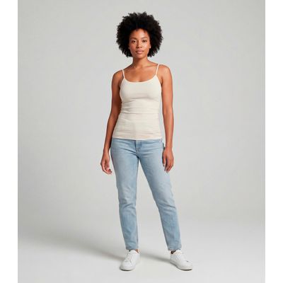 Blusa Feminina De Alça Poliamida Style Box Bege P / Bege