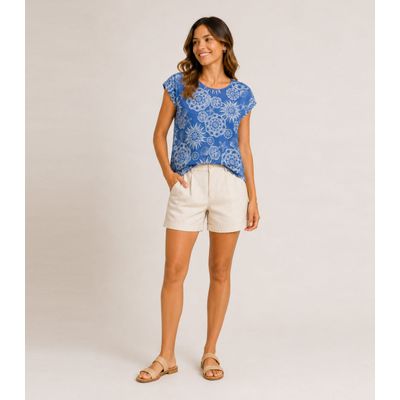 Blusa Feminina Estampada Rovitex Azul G / Azul