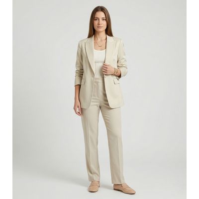 Blazer Feminino Em  Alfaiataria Endless Bege G / Bege