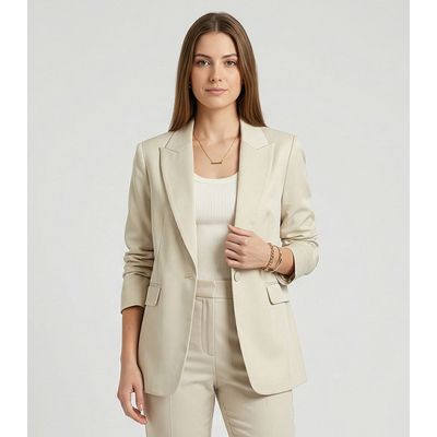 Blazer Feminino Em  Alfaiataria Endless Bege GG / Bege