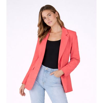 Blazer Alongado Feminino Em Alfaiataria Aishty Laranja P / Laranja