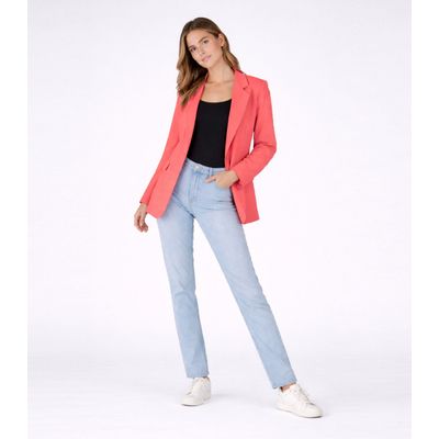 Blazer Alongado Feminino Em Alfaiataria Aishty Laranja P / Laranja