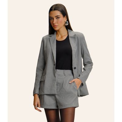 Blazer Feminino Xadrez Endless Preto G / Preto