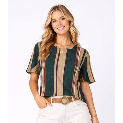 Blusa Feminina em Ribana Canelada Infinita Cor Verde M / Verde