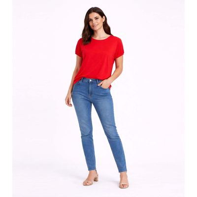 Blusa Feminina Elástico Nas Mangas Infinita Cor Vermelho M / Vermelho