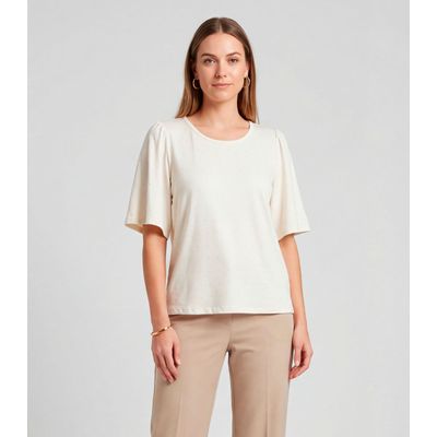 Blusa Feminina Com Manga Godê Infinita Cor Bege P / Bege