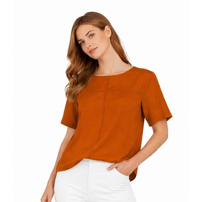 Blusa Feminina Com Recortes Frontais Infinita Cor Marrom P / Marrom