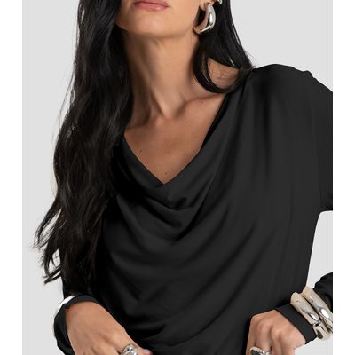 Blusa Feminina Degagê em Malha de Viscose Dianna Preto PP / Preto