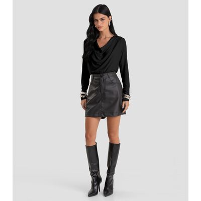 Blusa Feminina Degagê em Malha de Viscose Dianna Preto P / Preto