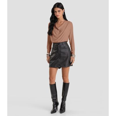 Blusa Feminina Degagê em Malha de Viscose Dianna Marrom M / Marrom