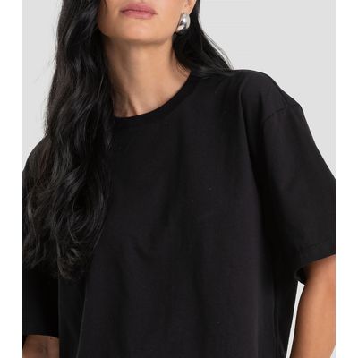 Blusa Feminina em Meia Malha com Renda Dianna Preto G / Preto
