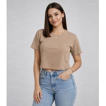 Blusa Feminina Em Malha Poliéster Infinita Cor Bege