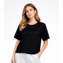 Blusa Feminina Básica Com Tecido Liso Infinita Cor Preto