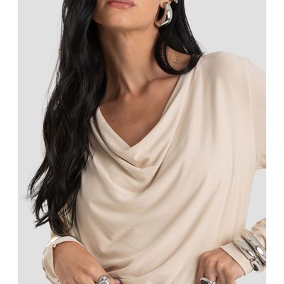 Blusa Feminina Degagê em Malha de Viscose Dianna Bege M / Bege