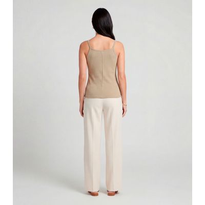 Blusa Feminina Com Alça  Fina Infinita Cor Bege M / Bege