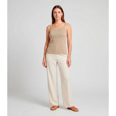 Blusa Feminina Com Alça  Fina Infinita Cor Bege M / Bege
