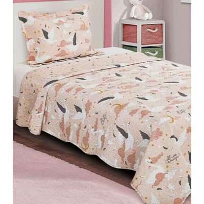 Jogo De Colcha Evolution Patchwork Solteiro Camesa Rosa UN / Rosa